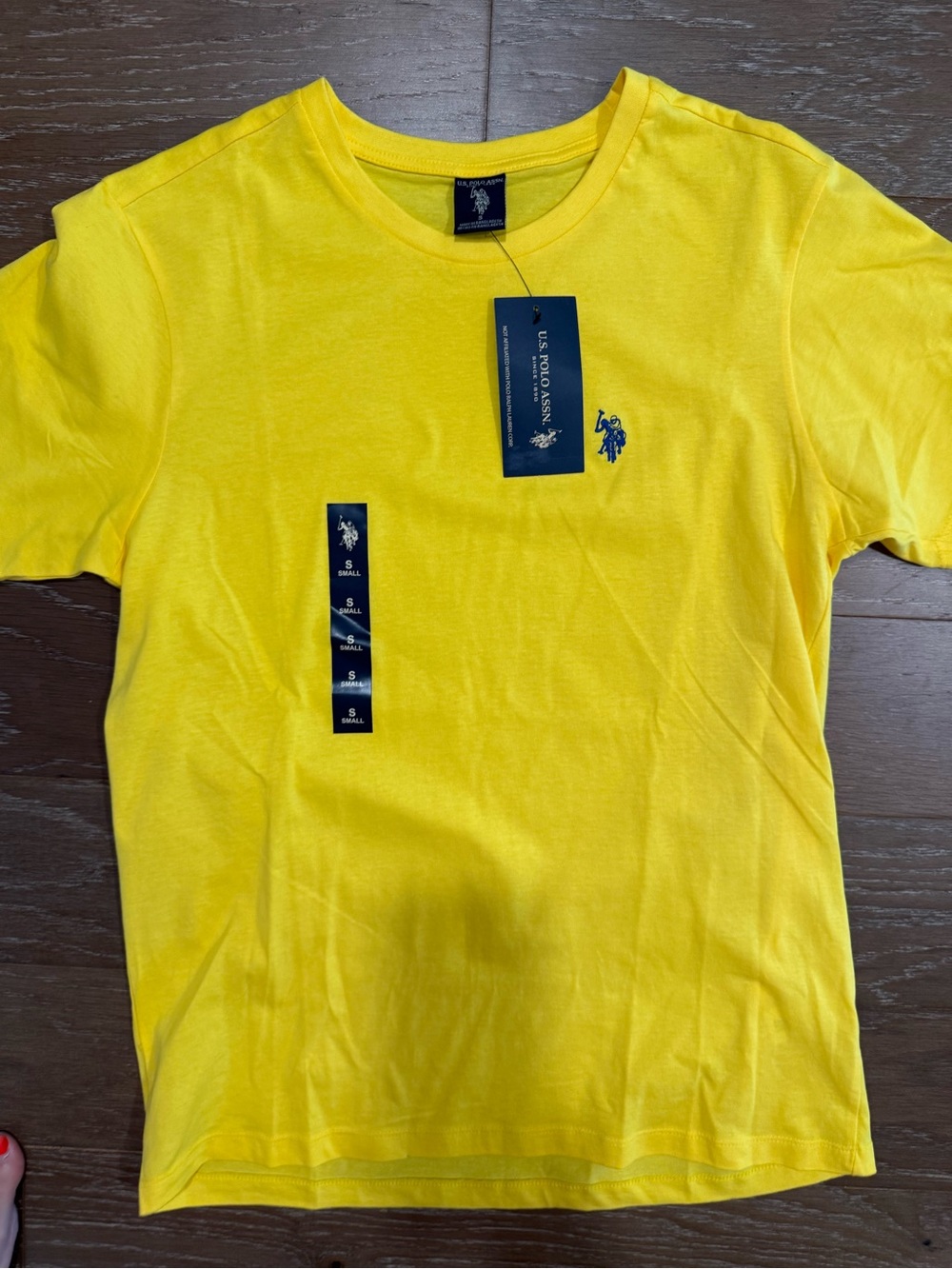U.S. Polo Assn. Men's Cotton Yellow Crew Neck Tee with Navy Logo Tags unisex